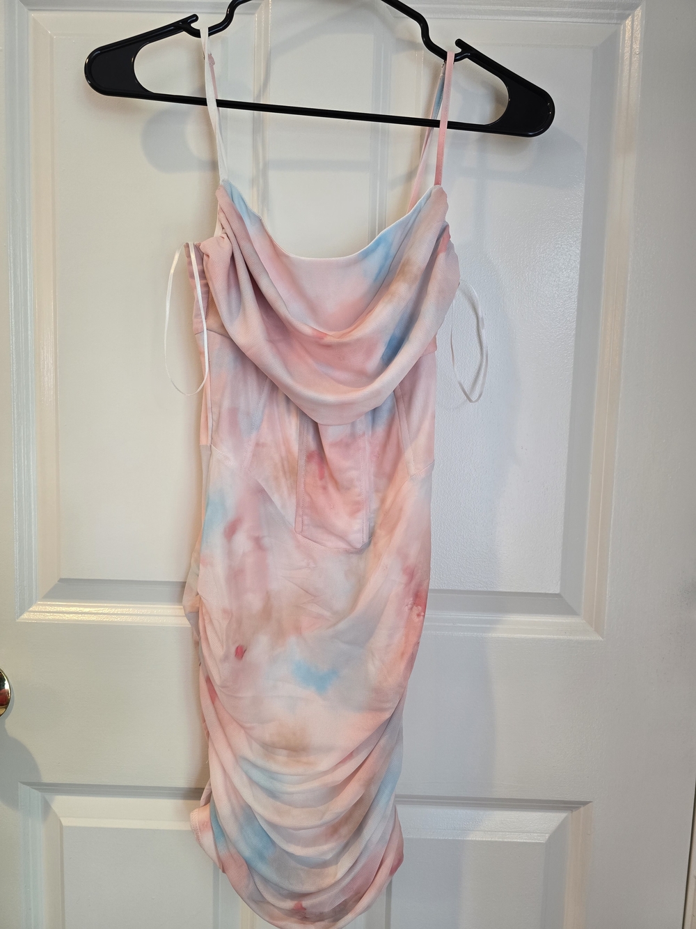 Fashion Nova Pastel Pink Blue Tie-Dye Cowl Mini Dress
